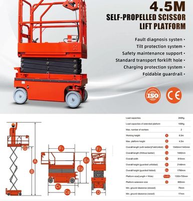 OEM makas kaldırma çalışma platformu 1T - 5T yük elektrikli makas platformu